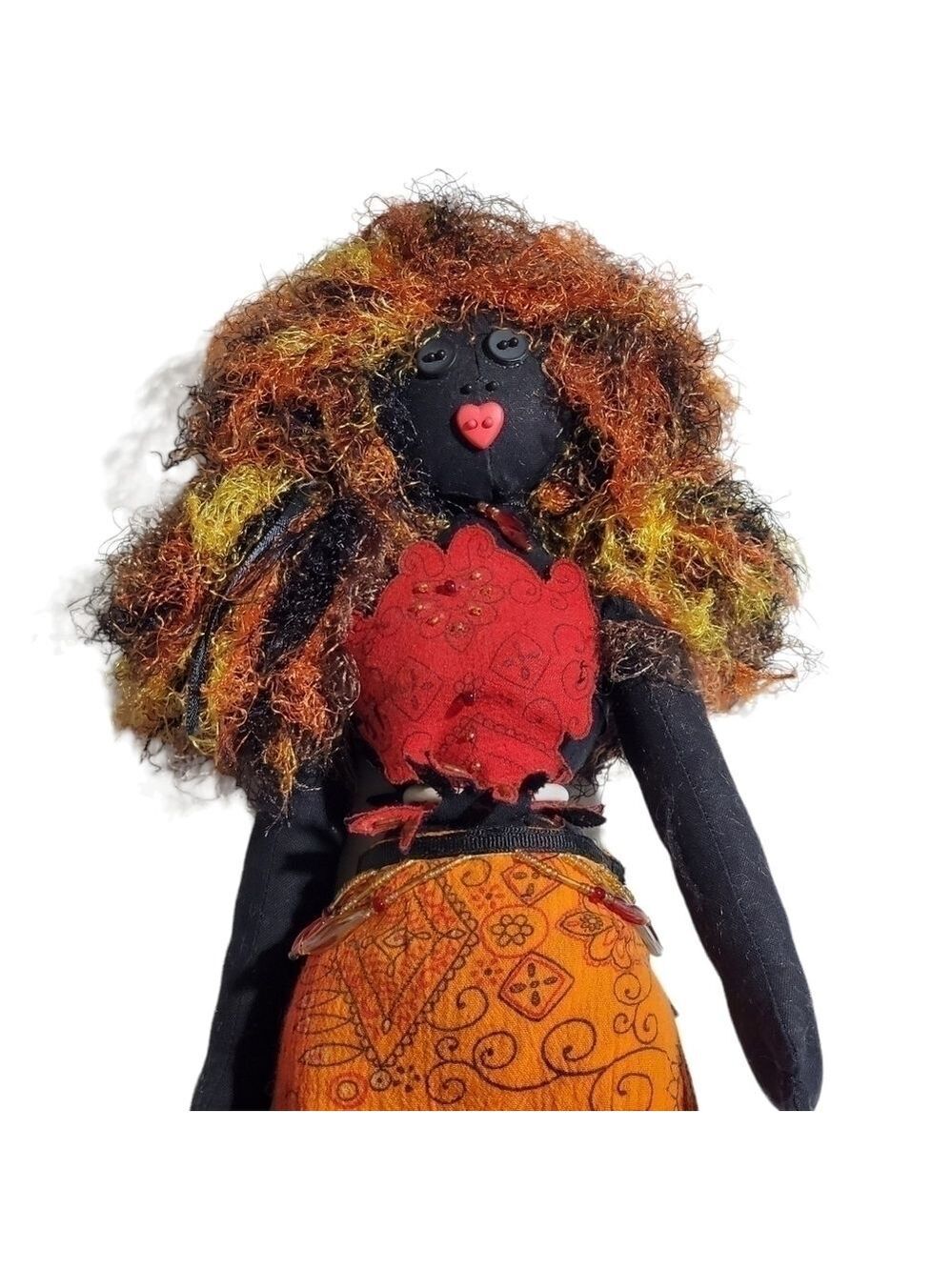 Exotic Tribal African American handmade Black Americana doll with stand